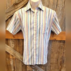 Vintage Harbor Breeze Men's striped multi color Medium Short Sleeve